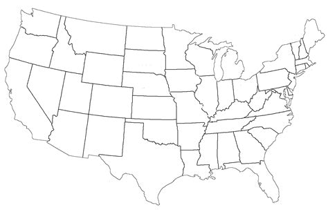 Blank Usa Map Printable | White Gold