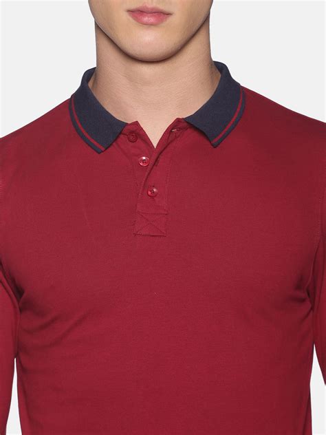 Buy Men's Maroon Polo Full Sleeve T-Shirt | Men's Polo T-Shirt - Garrett