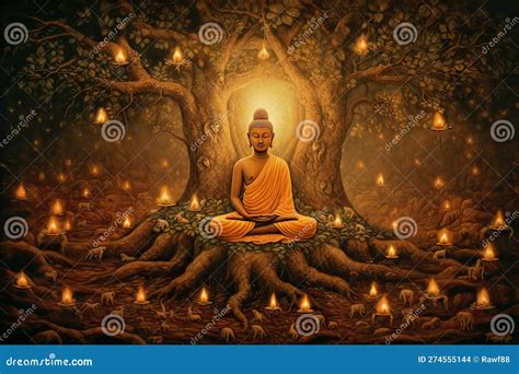 Siddhartha Gautama Enlightened Under Bodhi Tree, Generative AI Royalty-Free Stock Image ...