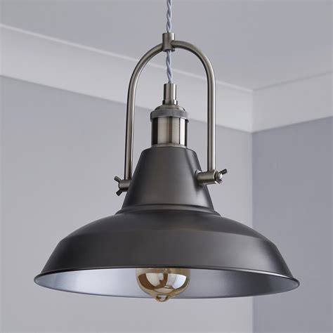 Lucas Industrial 1 Light Pendant Pewter Ceiling Fitting | Bedroom ceiling light, Industrial ...