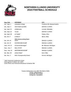 COMPLETE 2023 NIU FOOTBALL SCHEDULE ANNOUNCED | 94.9 WDKB