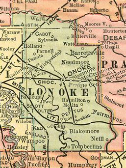 Lonoke County Arkansas Genealogy, History, maps with Lonoke, Austin, Brownsville, Cabot ...