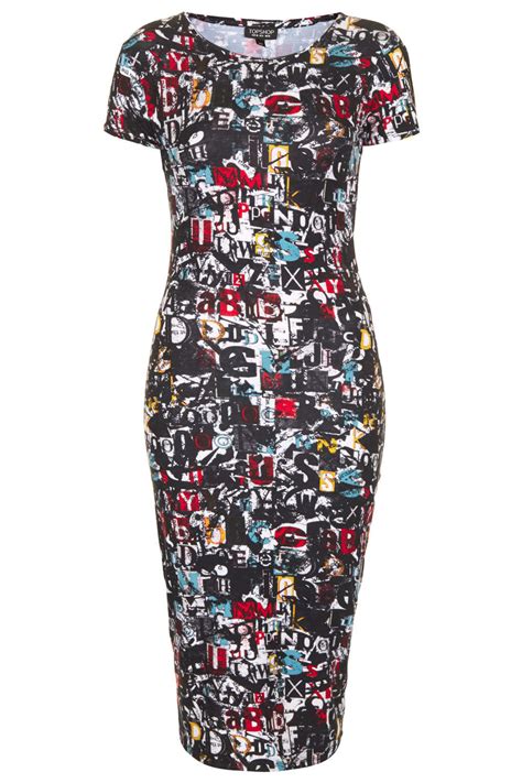 Topshop Newspaper Print Cutout Dress in Multicolor (MULTI) | Lyst