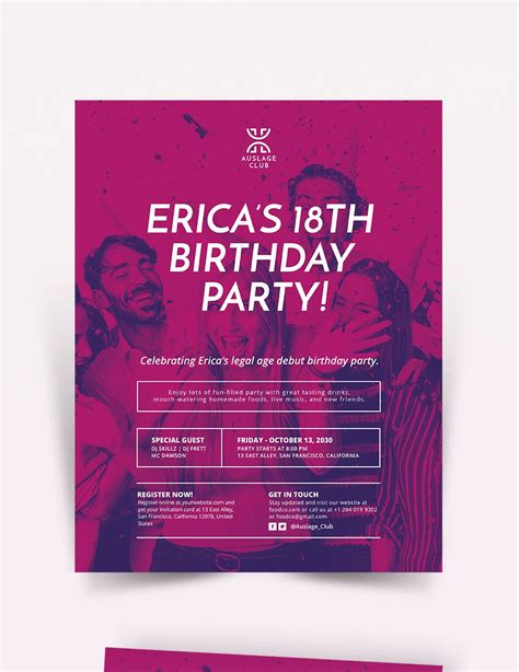 Club Birthday Party Flyers