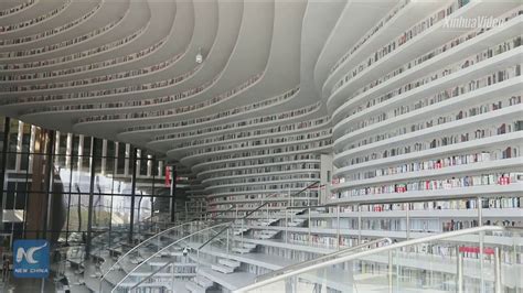 Amazing! Newly-opened library in China's Tianjin becomes internet sensation - YouTube