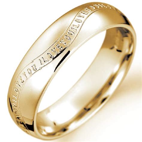 Gold Wedding Rings Engraved Letters | Miracle Wedding Rings