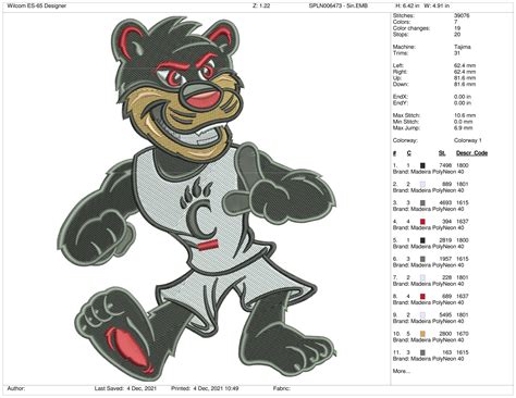 Cincinnati Bearcats - Mascot Logo (2006) - College Sports Embroidery ...