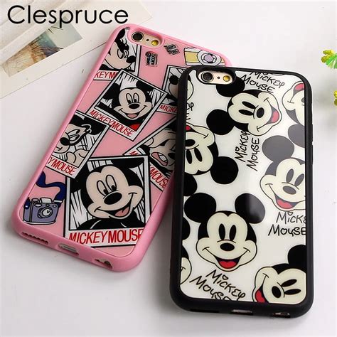 Clespruce Mickey Mouse black Silicone Phone Cover Mirror back Case For ...