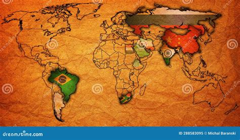 BRICS Member Countries and Candidates Territory on World Map Stock Image - Image of country ...