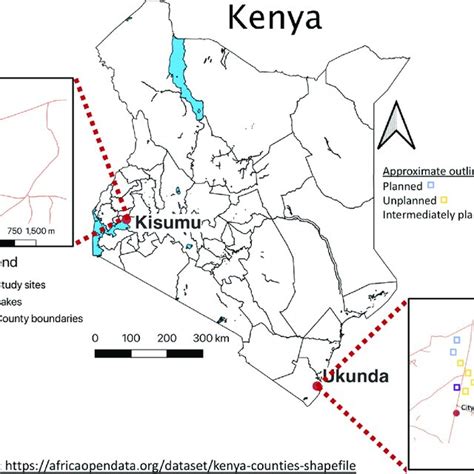 Map of urban study sites, Kisumu and Ukunda, Kenya. Base Map:... | Download Scientific Diagram