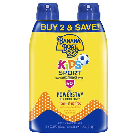 Banana Boat Kids Sport Sunscreen Spray SPF 50+, 12 oz Twin Pack ...