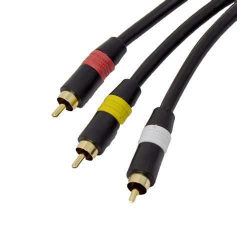 Composite AV Cable, (3) RCA Male to Male with Yellow, White & Red Connector - Shaxon Consumer ...