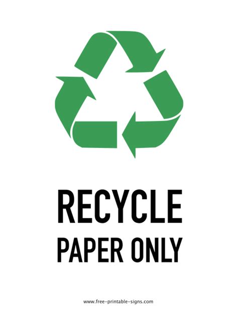 Printable Paper Recycling Sign – Free Printable Signs