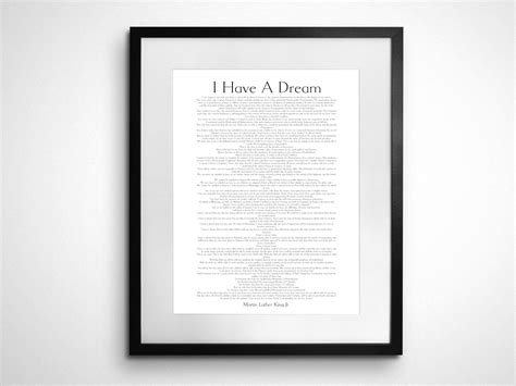 Martin Luther King Jr I Have A Dream Full Text Speech Print Minimalist Wall Decor 11x14 ...