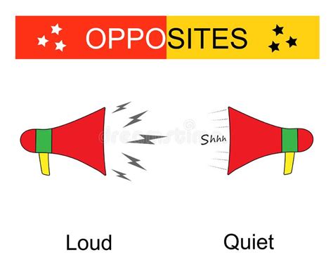 Educational Material for Kids. Opposites Words: Quiet and Loud Stock ...