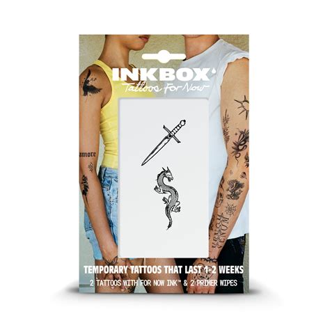 Inkbox Temporary Tattoos, Dragon and Sword, Water-Resistant, Perfect ...