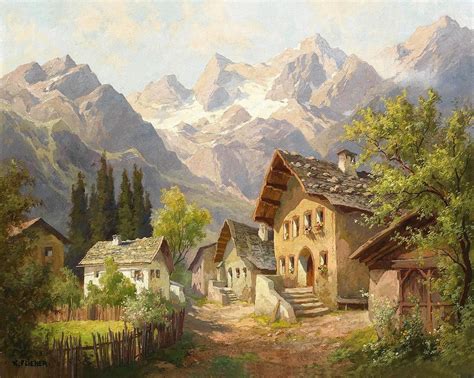 A Village in the Alps jigsaw puzzle | Пейзажная живопись, Пейзажи, Живопись