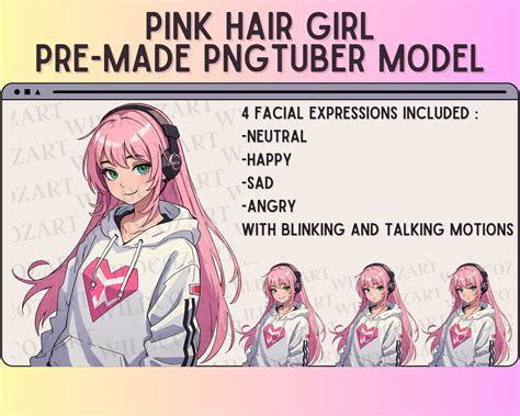 Pink Hair Gamer Girl PNGTUBER Ready to Use Pngtuber 4 - Etsy