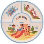Buy Dinewell Kids 3 Partition Round Melamine Plate - Boy Design, Dishwasher Safe Online at Best ...