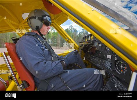 Pilot Guy Cannon in the cockpit of the Air Tractor, AT-802, Ontario Stock Photo, Royalty Free ...