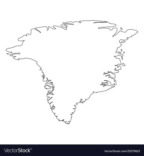 Greenland - solid black outline border map Vector Image