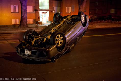 CE SHI PHOTOGRAPHY: A Car Flip over on DU Campus