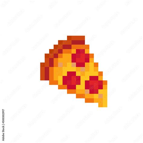 Pizza Slice of pizza pixel art icon. Design for stickers, pizzeria logo, mobile app. Game assets ...