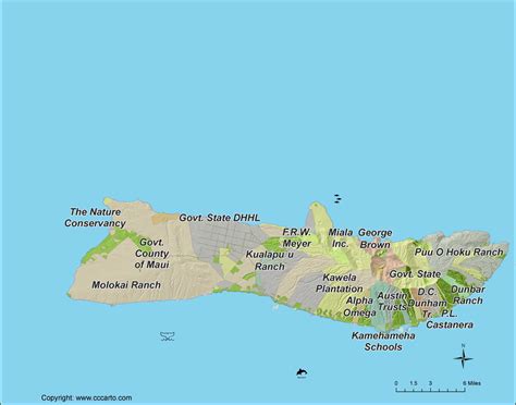 Molokai Landowners Map - Molokai Large Land Tracts