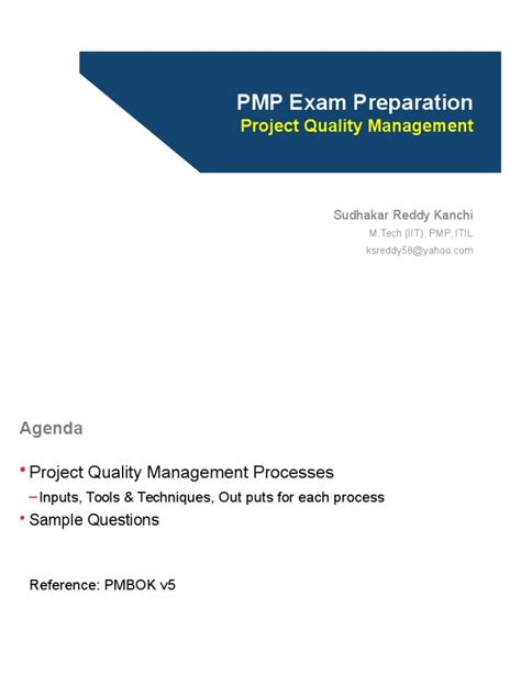 PMBOK - v5 - Quality MGMT by Skanchi - 20150802 | PDF | Quality Management | Quality Assurance