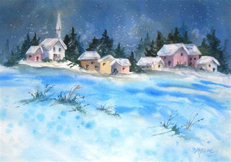 Martha Kisling Art With Heart : SNOWY NIGHT - Watercolor