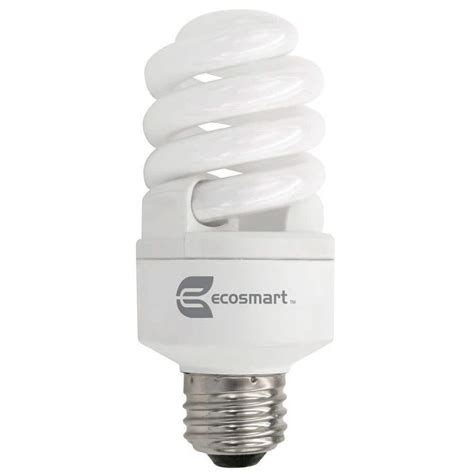 EcoSmart 60W Equivalent Daylight (5000K) Spiral Dimmable CFL Light Bulb ...