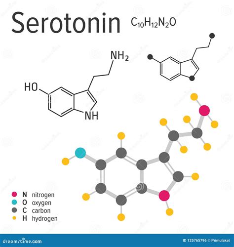 Chemical Formula of the Vector Serotonin Molecule Stock Vector - Illustration of biochemistry ...