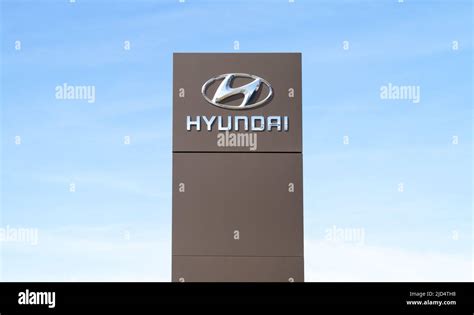 Hyundai Motor Company logo. Korean car manufacturer emblem sign ...