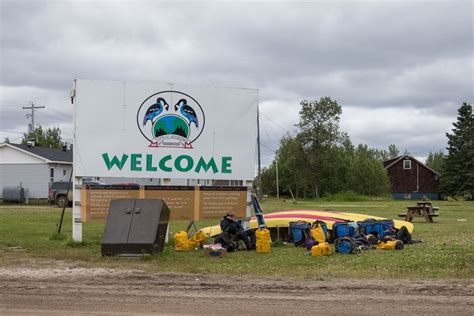 Canoeists with their equipment wait to take the Polar Bear Express ...