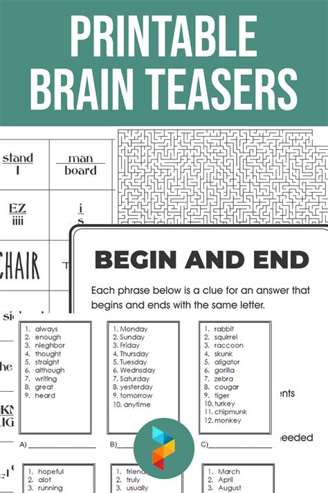 Printable Brain Teasers For Kids