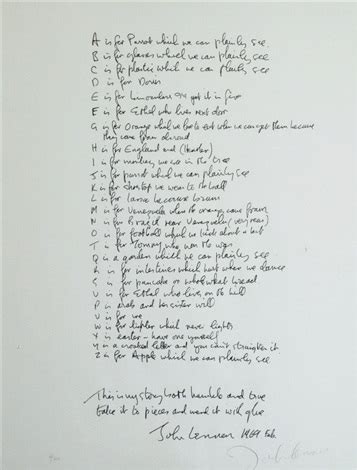 John Lennons A-Z Poem by John Lennon on artnet