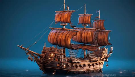 Premium AI Image | an old pirate ship standing in deep blue water