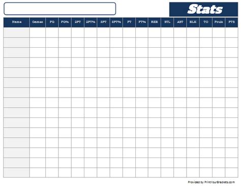 Basketball Stats Sheet Tracker - Printable and Editable