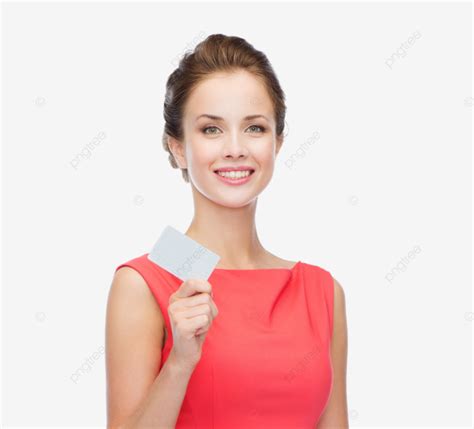 Smiling Woman With Blank Plastic Card Beautiful, Shopping, Vip, Paying PNG Transparent Image and ...