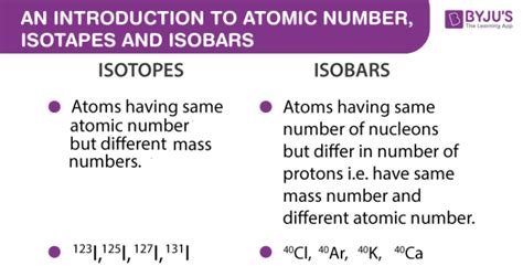 Atomic Number, Isotopes and Isobars - Definition, Examples And FAQS of Atomic Number, Isotopes ...