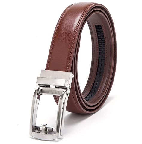 Men's Belt Genuine Leather Belt Automatic Buckle Ratchet Dress Belt for ...