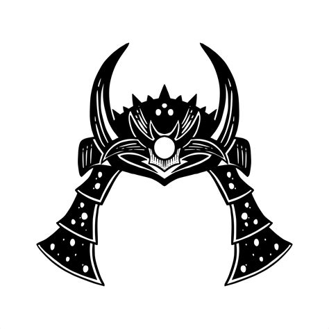 hand drawn sketch of a samurai helmet dark version. 7645207 Vector Art at Vecteezy