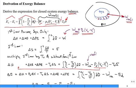 Derive exergy balance equation for a closed system - YouTube