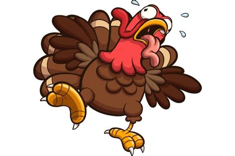 Startled Cartoon Turkey Gobbling