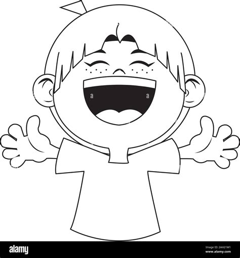 Cartoon boy laughing Black and White Stock Photos & Images - Alamy