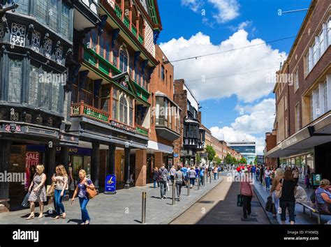 Shops on the High Street in the city centre, Exeter, Devon, England, UK ...