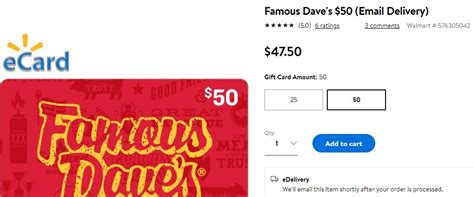 Famous Dave’s Promotions: Purchase $50 Famous Dave’s Gift Card for $47.50, Etc