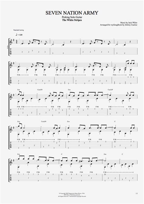 Seven Nation Army by The White Stripes - Picking Solo Guitar Guitar Pro Tab | mySongBook.com