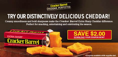 *HOT* $2 or $1.50 Cracker Barrel Cheese Coupon!! - Kroger Krazy