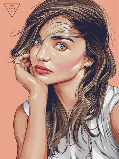 Miranda Kerr on Behance | Vector portrait, Vector portrait illustration, Portrait illustration